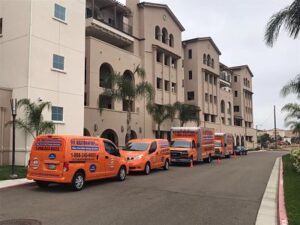 Commercial Property damage Restoration trucks southern houston